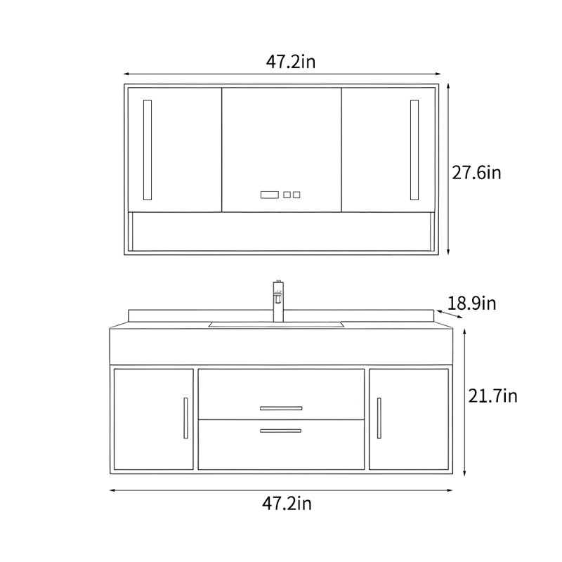 Modern light luxury bathroom cabinet., Black