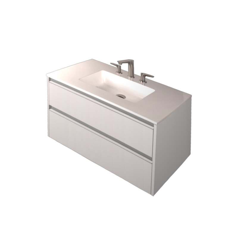 Kubitop 48'' W Single Vanity, Matte White, White, 4" Centers