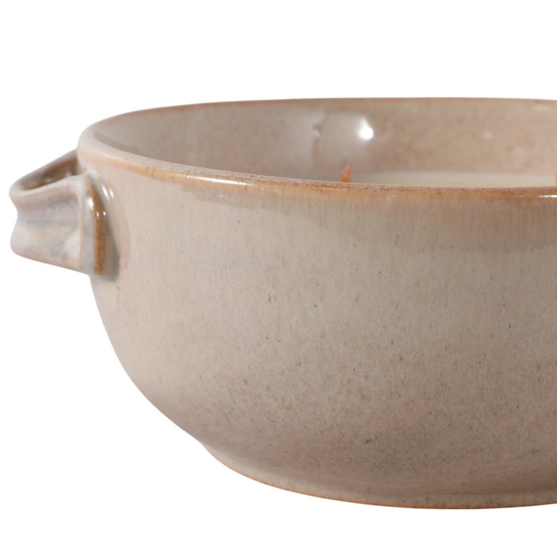 Bougie décorative en céramique avec poignées - Bougie décorative moderne pour table basse, bibliothèque, chambre à coucher ou décor de salon - 8 po