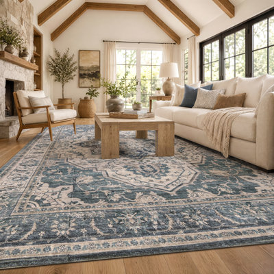Tapis bleu marine antidérapant rétro