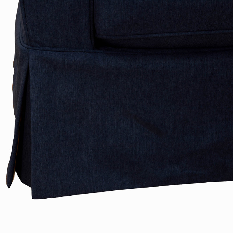 Housse pour fauteuil à coussins carrés/rectangulaires, Mélange de polyester bleu marine
