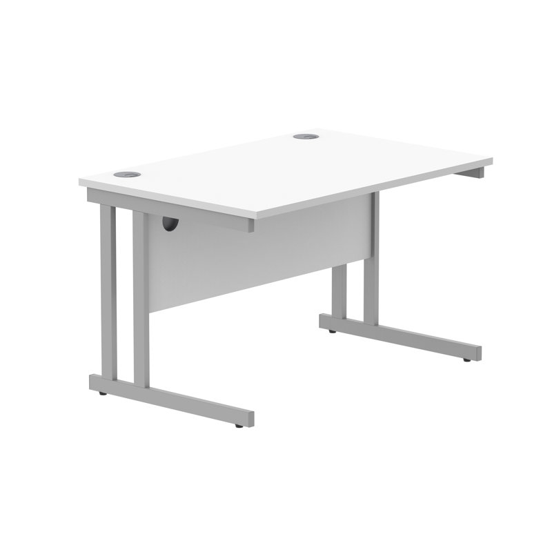 Kelson Metal Base Writing Desk, 73cm H x 120cm W x 60cm D, White, White