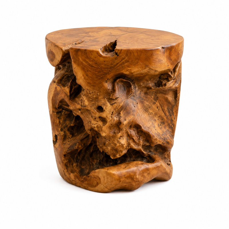 Solid Wood Accent Stool, Round Small
