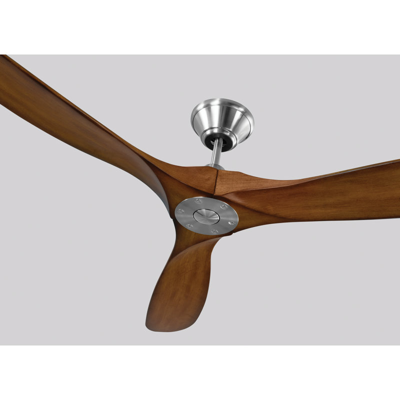Maverick Downrod Ceiling Fan, 60 inches, Brushed Steel with Koa Blades