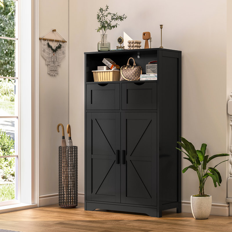 Ayvri Accent Cabinet with 2 Drawers & Doors, Black