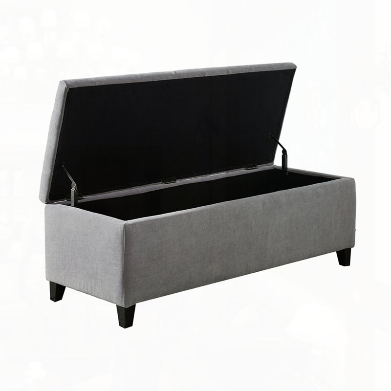 Banc de rangement capitonné à fermeture douce, Gris