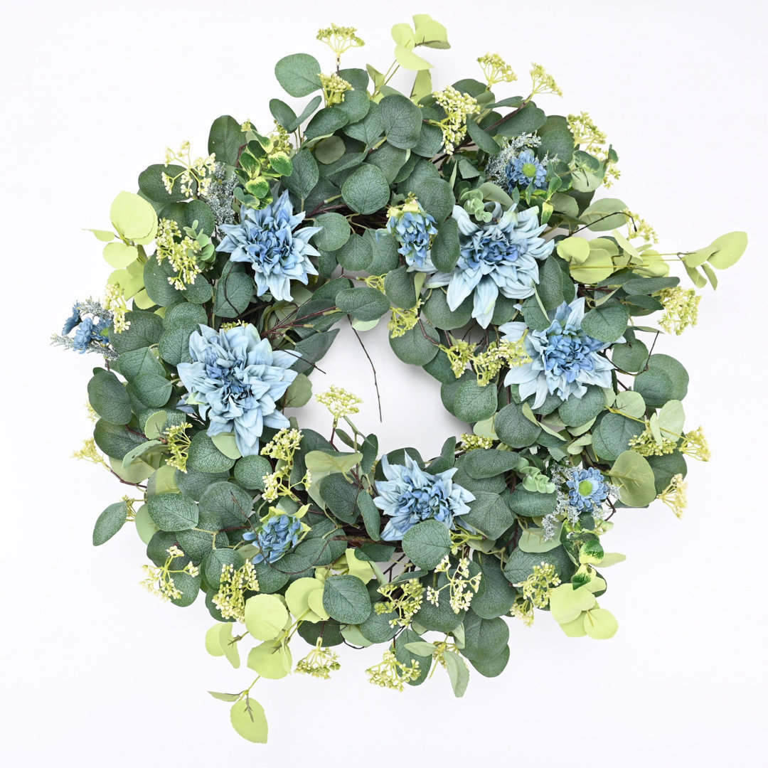 Handcrafted Faux 26'' Everyday Eucalyptus Dahlia Berry Wreath The Holiday Aisle®