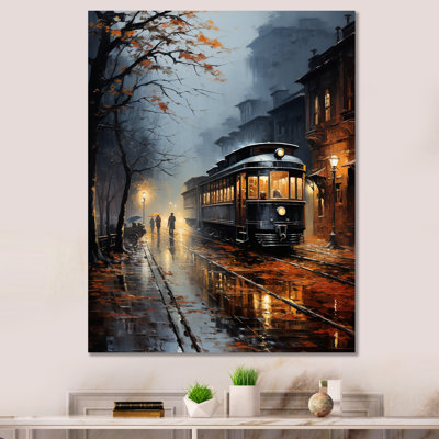 " Train Misty Morning Pointillism I "