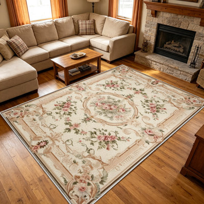 1PC Vintage Rose Floral Baroque area rugs for Living Room, Soft and Comfortable, Suitable for all seasons, easy-to-maintain, machine washable Indoor floor mat, Under Table Farmhouse suitable for Dining Room, Bedroom, Entryway, Kitchen, Home Office,