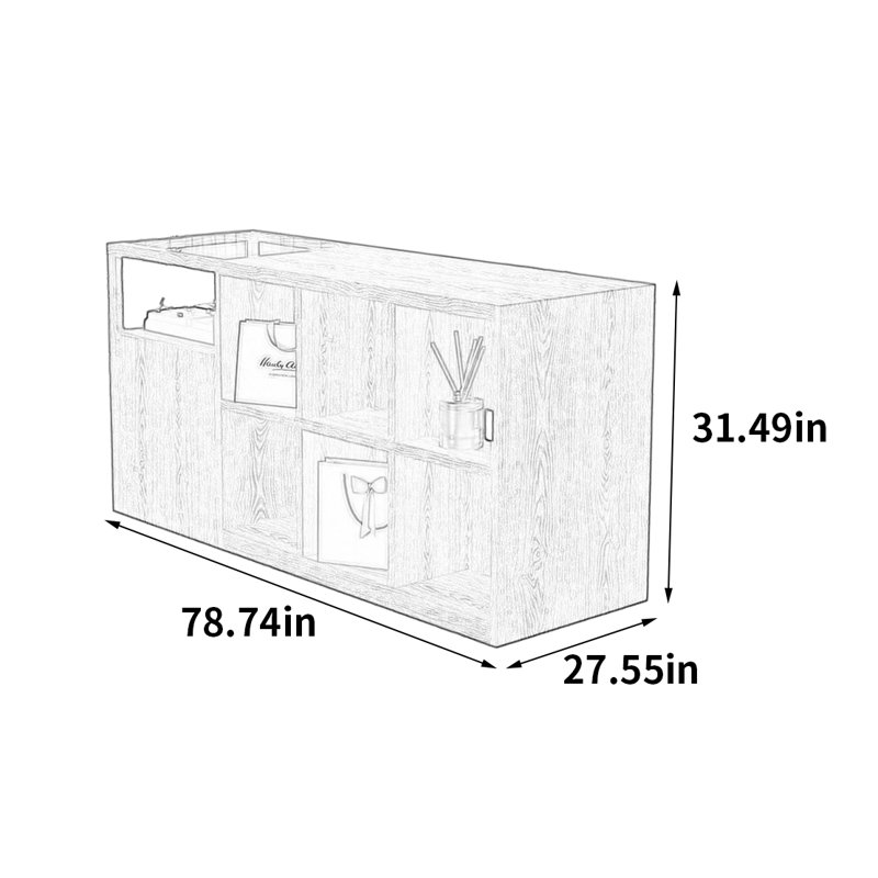 Armoire multifonctionnelle pour îlot central, H 31,49 po x l 78,74 po x P 27,55 po