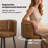 27.2" Upholstered Bar & Counter Stool with Back, 360° Swivel Faux Leather Stools, Vintage Brown-1283019564