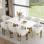 Ensemble de 5 chaises de salle à manger Glam and Luxurious White Boucle rembourrées avec pieds en or poli et accoudoirs-1405708872-1405708873