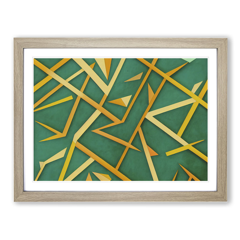 Favourable Abstract - Single Picture Frame Print, 46cm H x 64cm W x 2cm D, Oak