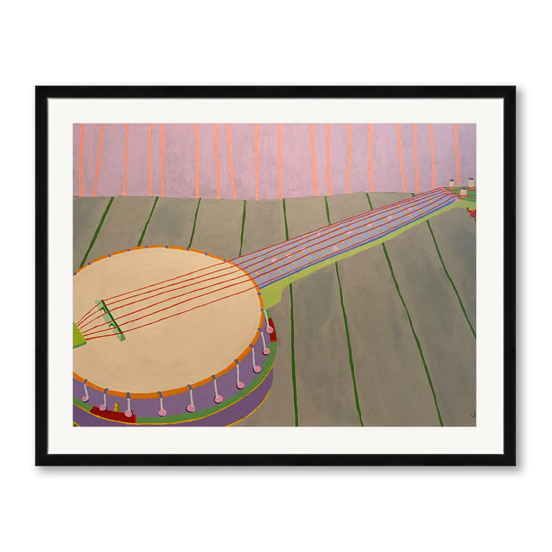 Banjo Print by Sue Graef, Black Framed Paper, 24" H x 30" W