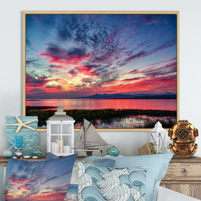 «Sunset Beach Dramatic Sky» - art mural sur toile nautique et côtier