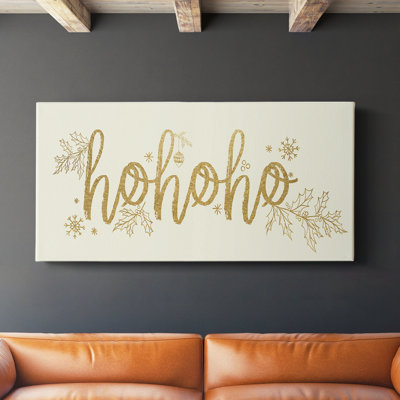 Toile tendue dorée HOHOHO - prête à accrocher