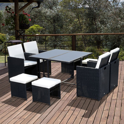 Bae 8 - Person Patio Dining Set with Square Table , Cushions Included