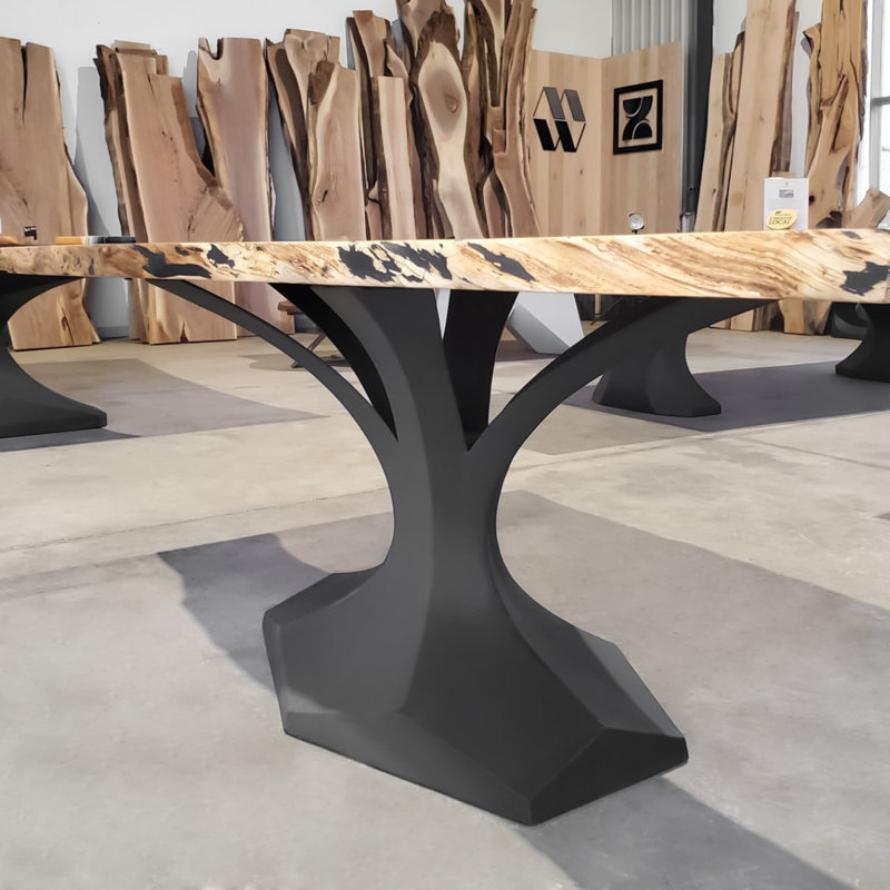 Dentro Metal Dining Table Base, 28"H x 44"L x 22"W, Black