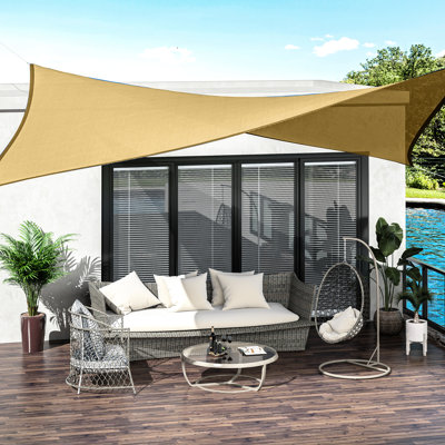 Sun Shade Sail Canopy 13' X 20', Sand, Blocking Feature, For Deck And Garden With Rope 20' In , & Patio Pool -