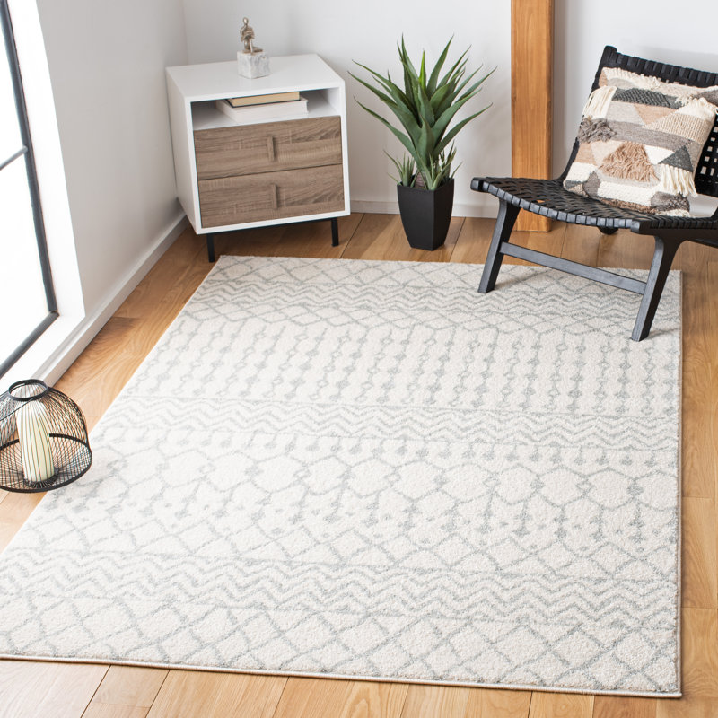 Tapis ivoire / gris clair Delong Southwestern, Rectangle 12 pi x 18 pi