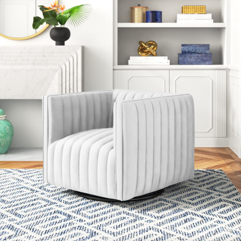 Fauteuil pivotant en velours Conjure, 100 % polyester blanc