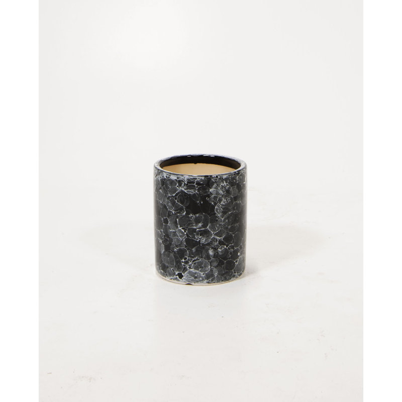 Pot à fleurs en céramique Lisburn, Marbre noir mat, H 5 po x l 4,7 po x P 4,7 po