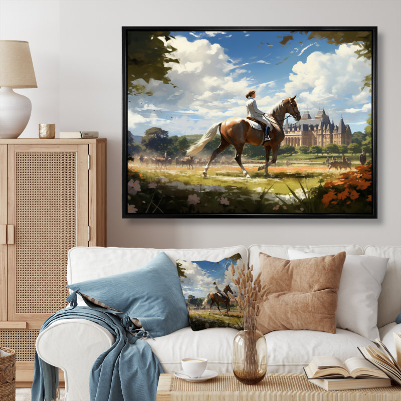 Décoration murale pays équestre élégance IV - animaux, H 34 po x l 44 po x P 1,5 po, Cadre flottant noir