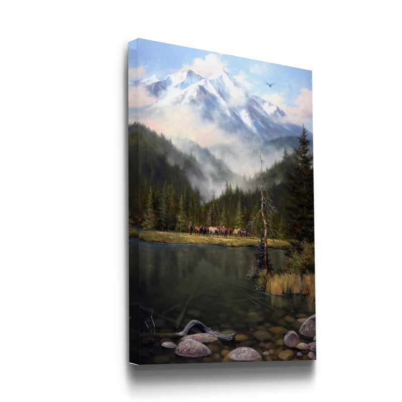 Reproduction d’art sur toile tendue « as the mist lentement », H 12 po x l 8 po x P 1 po
