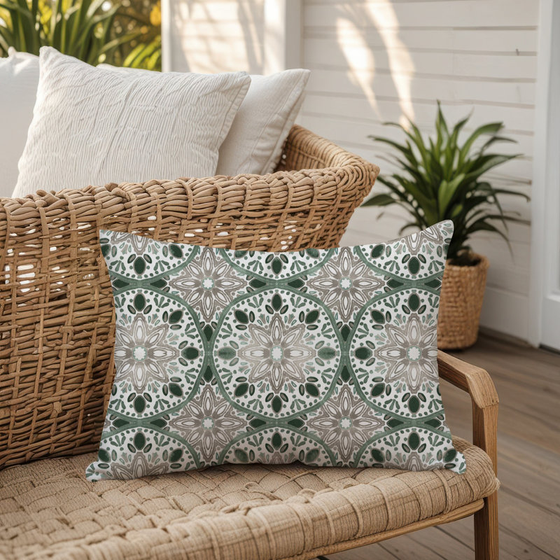  Housse et insert de coussin d'extérieur pour l'extérieur, Vert foncé, Géométrique