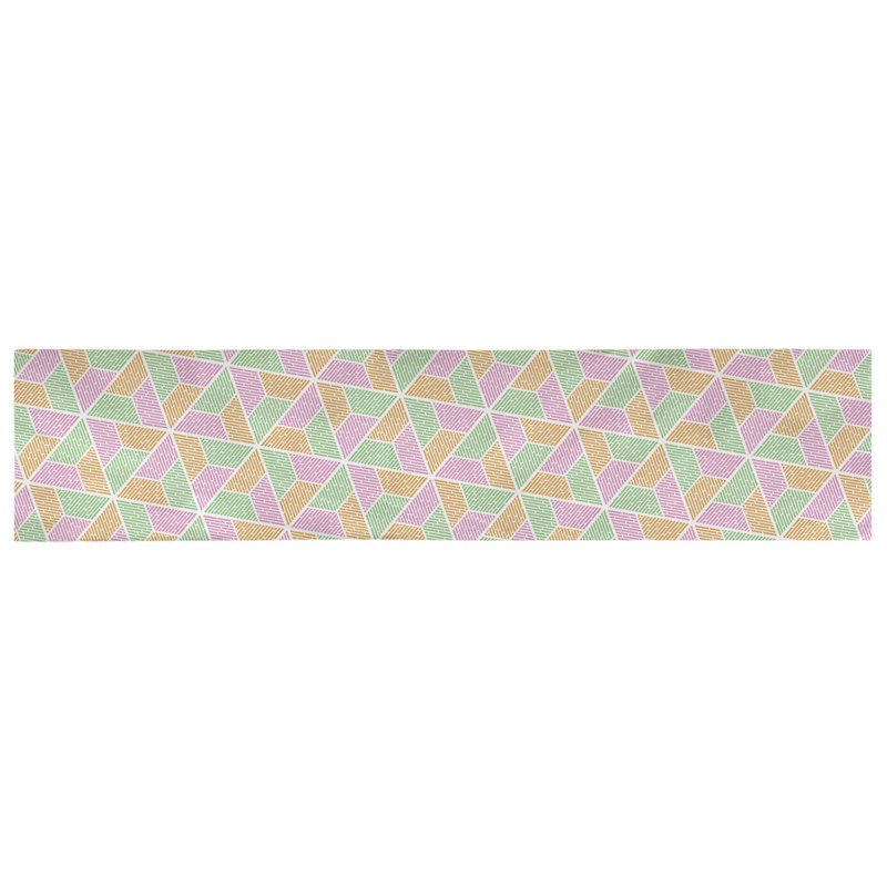 Chemin de table Avicia, 72 po x 16 po, Polyester, Vert/Orange/Rose