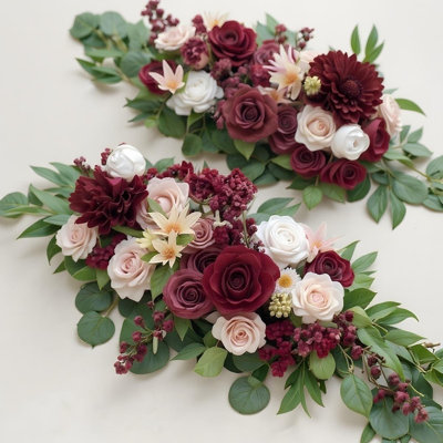 2Pcs Artificial Wedding Arch Floral Arrangements