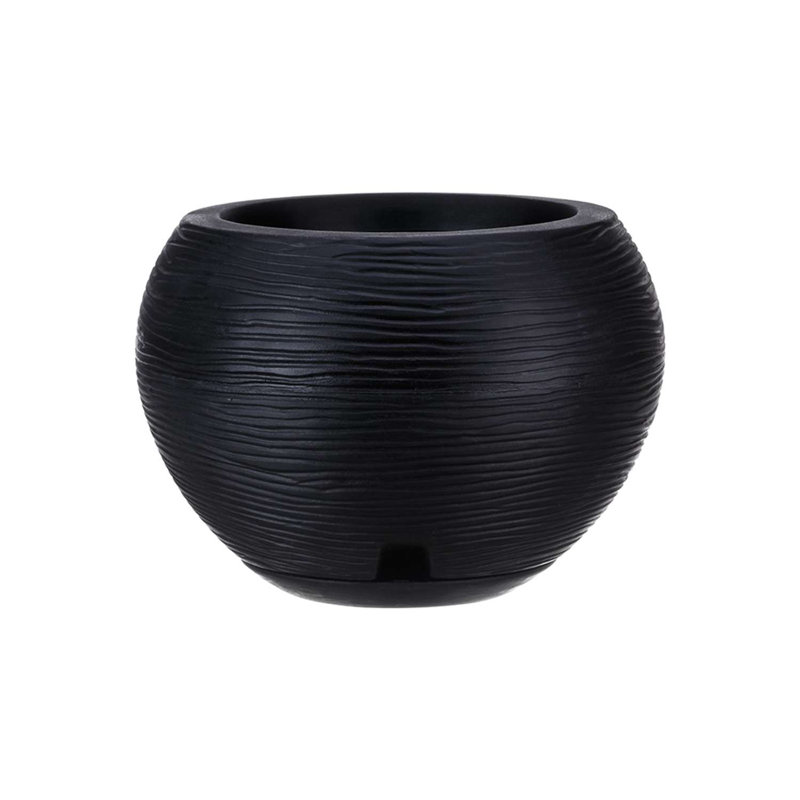 Black Polyethylene Resin Indoor/Outdoor Planter with Saucer