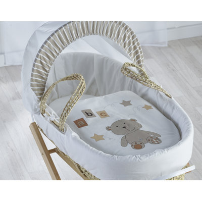 Kinder Valley Muslin Moses Basket Bedding Set, Full Body Surround With Padded Liner (Basket & Fittings Not Included) | Pumpkin Latte