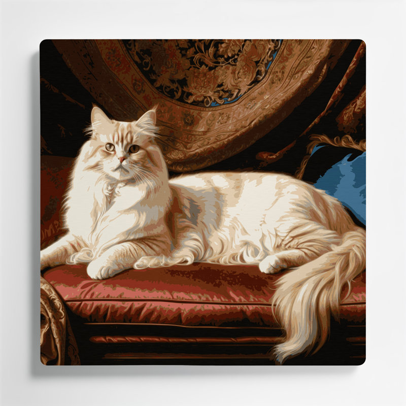Chats, art perse brun en métal, H 96 po x l 96 po x P 0,05 po