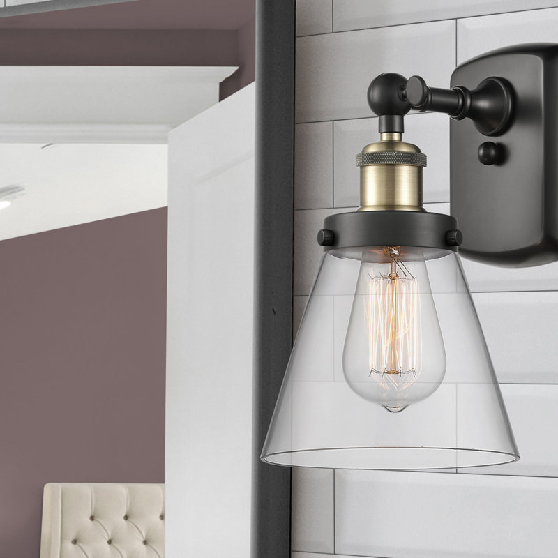 Ballston Urban Cone - 1 Light 6" Sconce, Black Antique Brass, LED, Clear