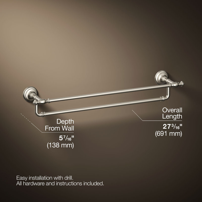 Artifacts® Double 24" Wall Mounted Towel Bar, Vibrant Brushed Nickel