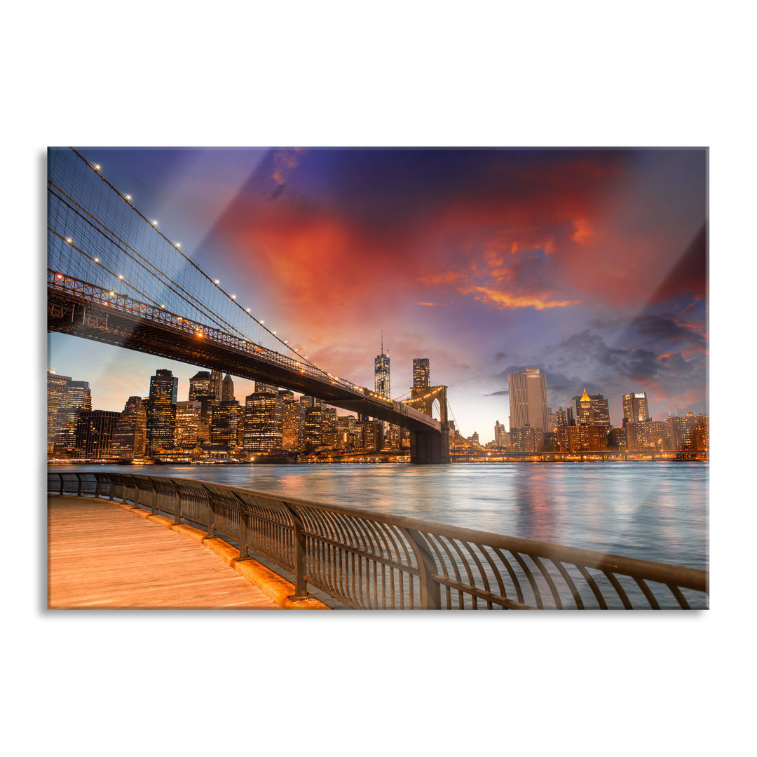 Ungerahmtes Foto auf Glas "Brooklyn Bridge Park New York"