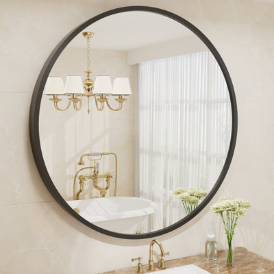 Amara Tempered Glass and Aluminum Alloy Framed French Cleat Mounted Wall Mirror