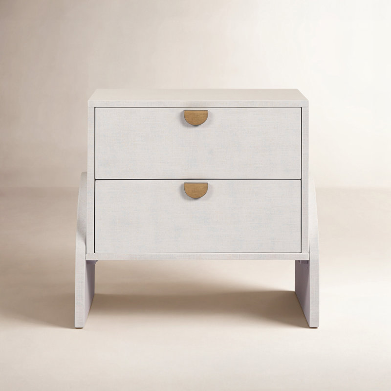 Cressida Nightstand-Ivory Painted Linen, Ivory Painted Linen