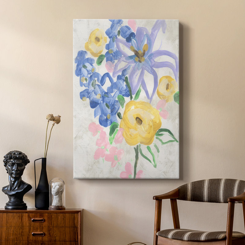 Brush Blossoms I -Custom Wrapped Gallery Cavas