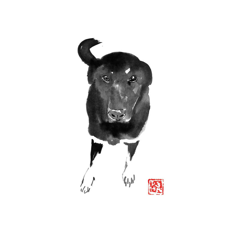 Chienne 1 Piece Painting on Canvas, 20.32 cm H x 30.48 cm W, Wrapped Canvas