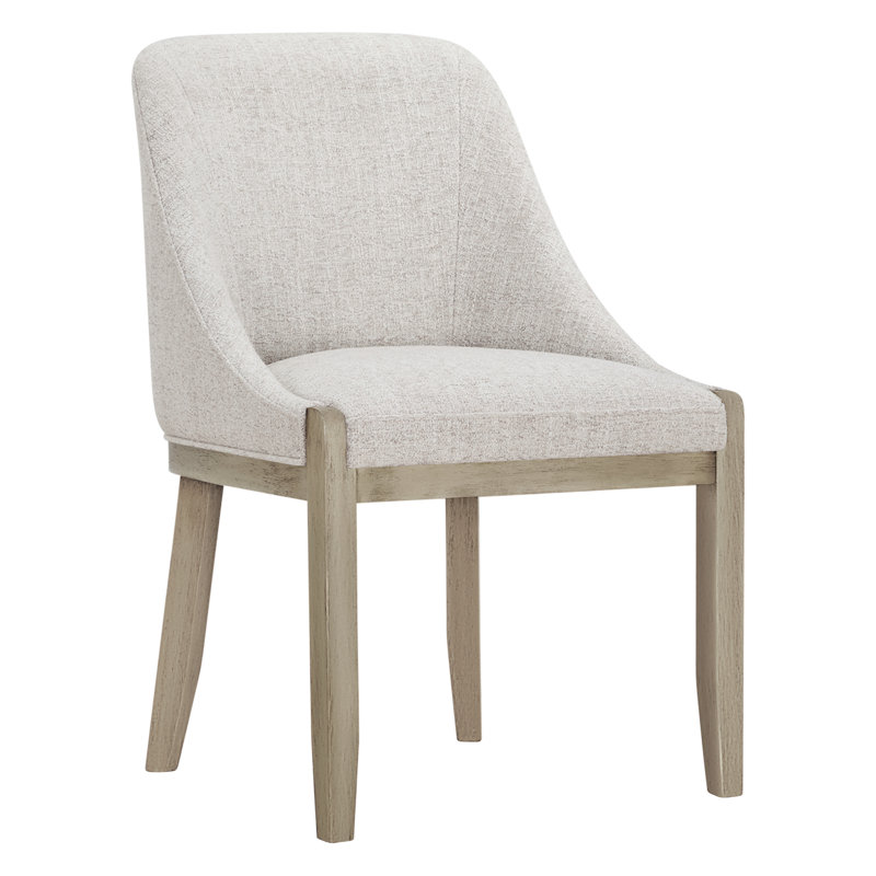 Sherwood Upholstered Dining Chair with Solid Wood Legs, Nathan Wheat Performance Tweed