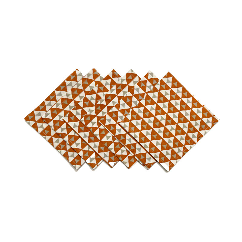 Leonord Chevron Square Napkin, Orange/Beige/Ivory
