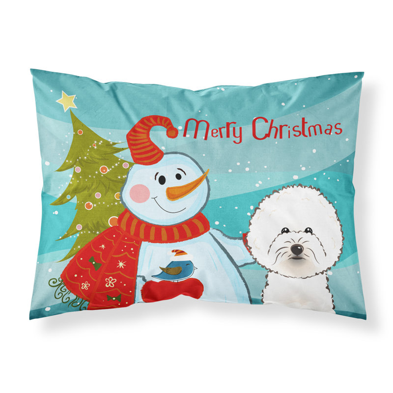  Taie d'oreiller bonhomme de neige avec Jack Russell Terrier, Bichon frisé