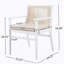 Ensemble de 2 chaises de salle à manger d'extérieur, fauteuil de patio en bois d'acacia avec dossier en corde et coussin hydrofuge, structure blanche, capacité de poids de 400 lb