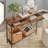 100Cm 2 Tier Rustic Console Table with 2 Drawers and Storage Shelf Entryway Living Room