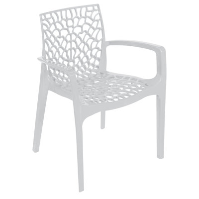Spider Web Design Indoor Outdoor Stacking Plastic Dining Armchair in Glossy Colors -2 Chairs