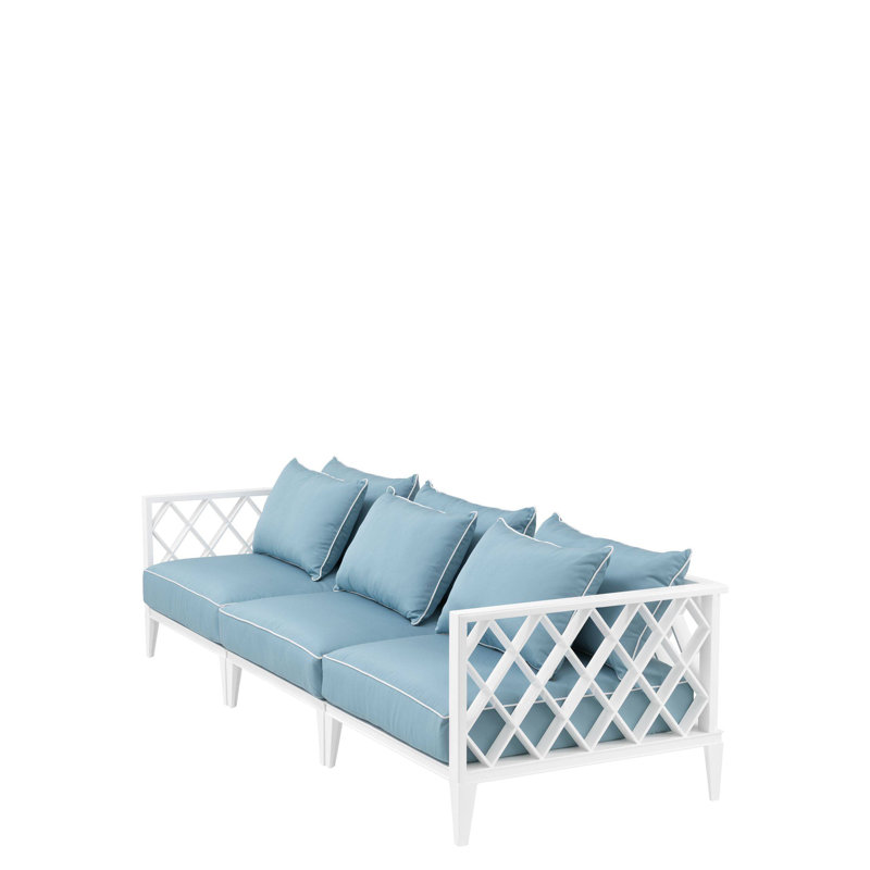 Ocean Club Outdoor 3 - Seat Patio Sofa, White Frame/Blue Cushion