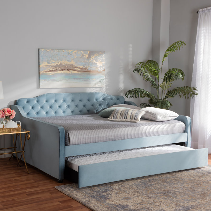 Mihoyo Upholstered Daybed, Queen, Light Blue