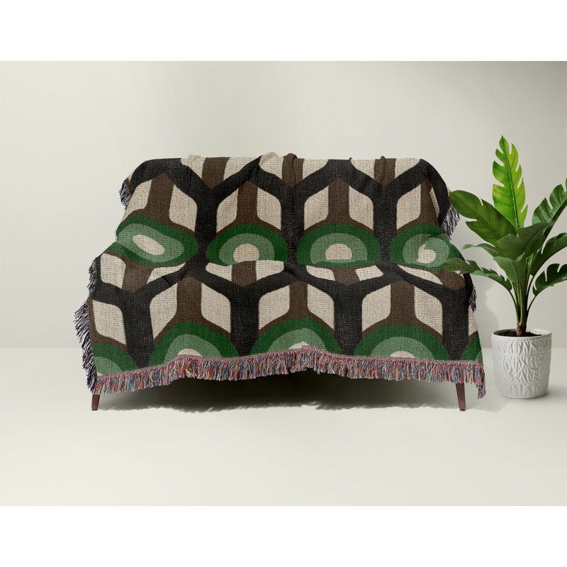 Jeté en mélange de coton Ellis, L 60 po x l 50 po, Vert